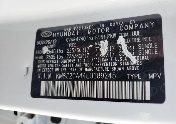 Hyundai Tucson cena 46000 przebieg: 36374, rok produkcji 2020 z Dobra małe 67